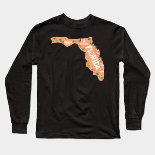 Florida illustrated map Long Sleeve T-Shirt